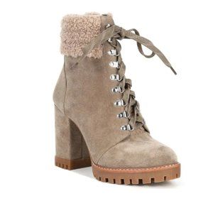 Gianni Bini Sight-See Suede Shearling Lug Sole Hiker Platform Booties